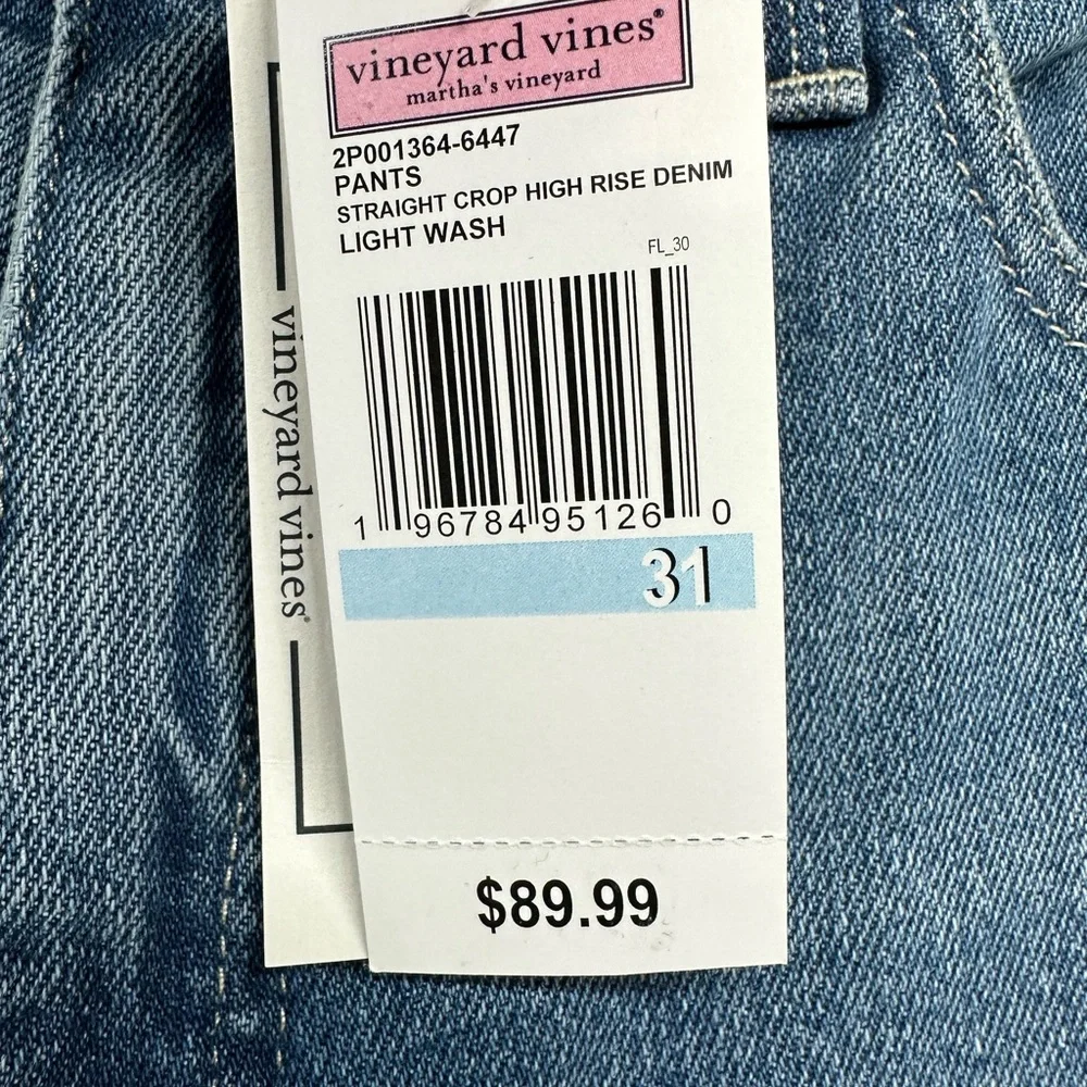 Vineyard Vines Women’s Straight Crop Raw Hem Denim Jeans Light‎ Wash Size 31 New